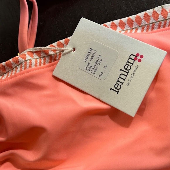Lemlem Lena Bikini Swim Set Bandeau Halter Top (XL) & Tie Side Bottoms (L) Coral - Picture 8 of 15